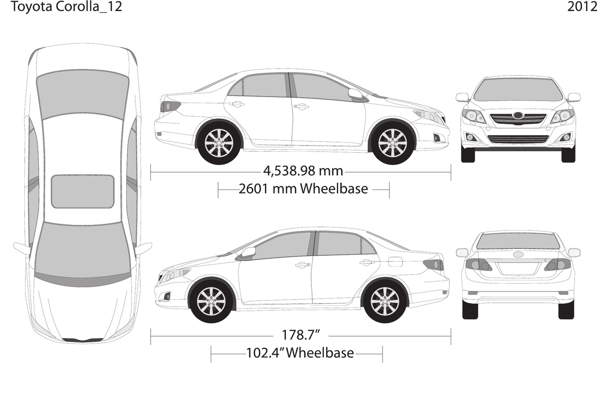 2012 Toyota Corolla vector wrap template, Design-Ready PDF - GravBase