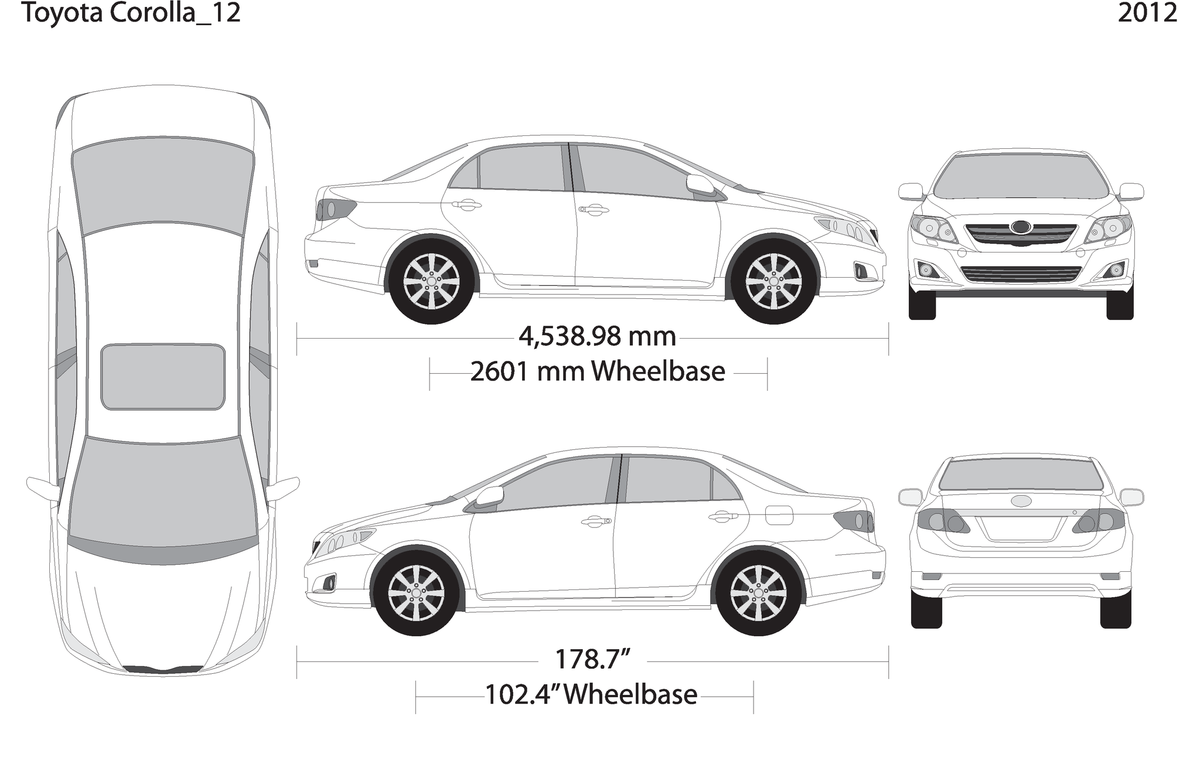 2012 Toyota Corolla V12 Vehicle Wrap Template