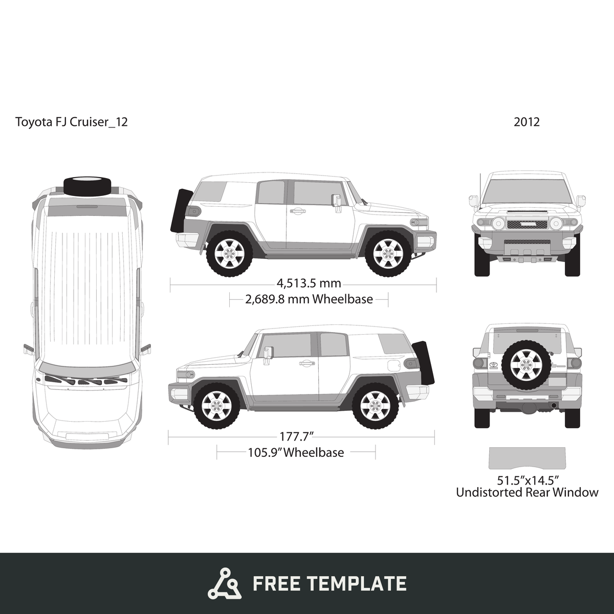 2012 Toyota FJ Cruiser free vector vehicle wrap template - GravBase