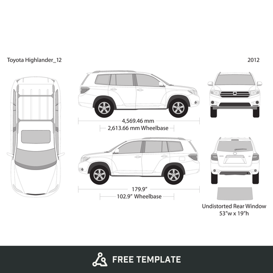 2012 Toyota Highlander free vector vehicle wrap template - GravBase
