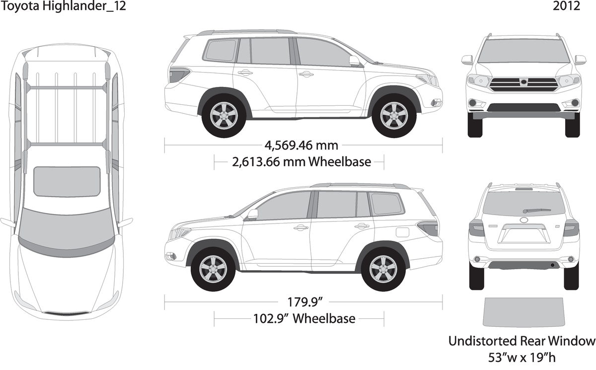 2012 Toyota Highlander V12 Vehicle Wrap Template