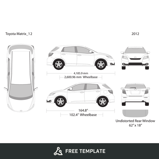 2012 Toyota Matrix free vector vehicle wrap template - GravBase