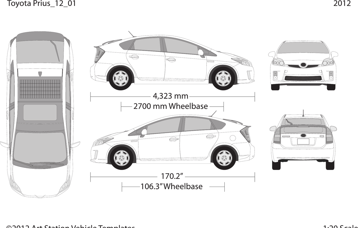 2012 Toyota Prius vector wrap template V01, Design-Ready PDF - GravBase