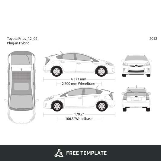 2012 Toyota Prius free vector vehicle wrap template - GravBase