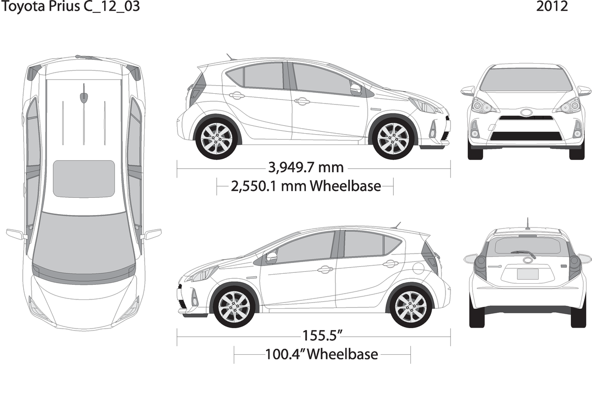 2012 Toyota Prius V03 Vehicle Wrap Template