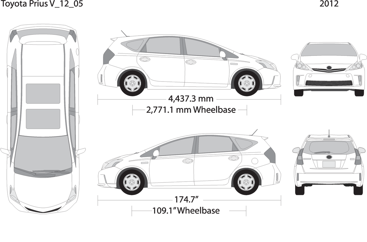 2012 Toyota Prius V05 Vehicle Wrap Template