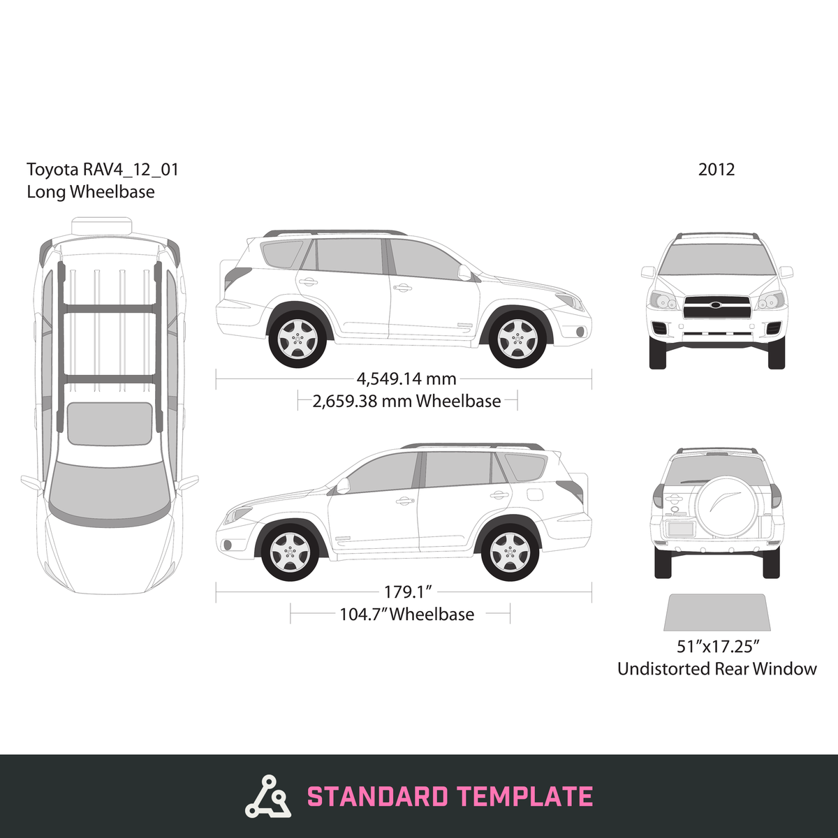 2012 Toyota RAV4 vector wrap template, Design-Ready PDF - GravBase