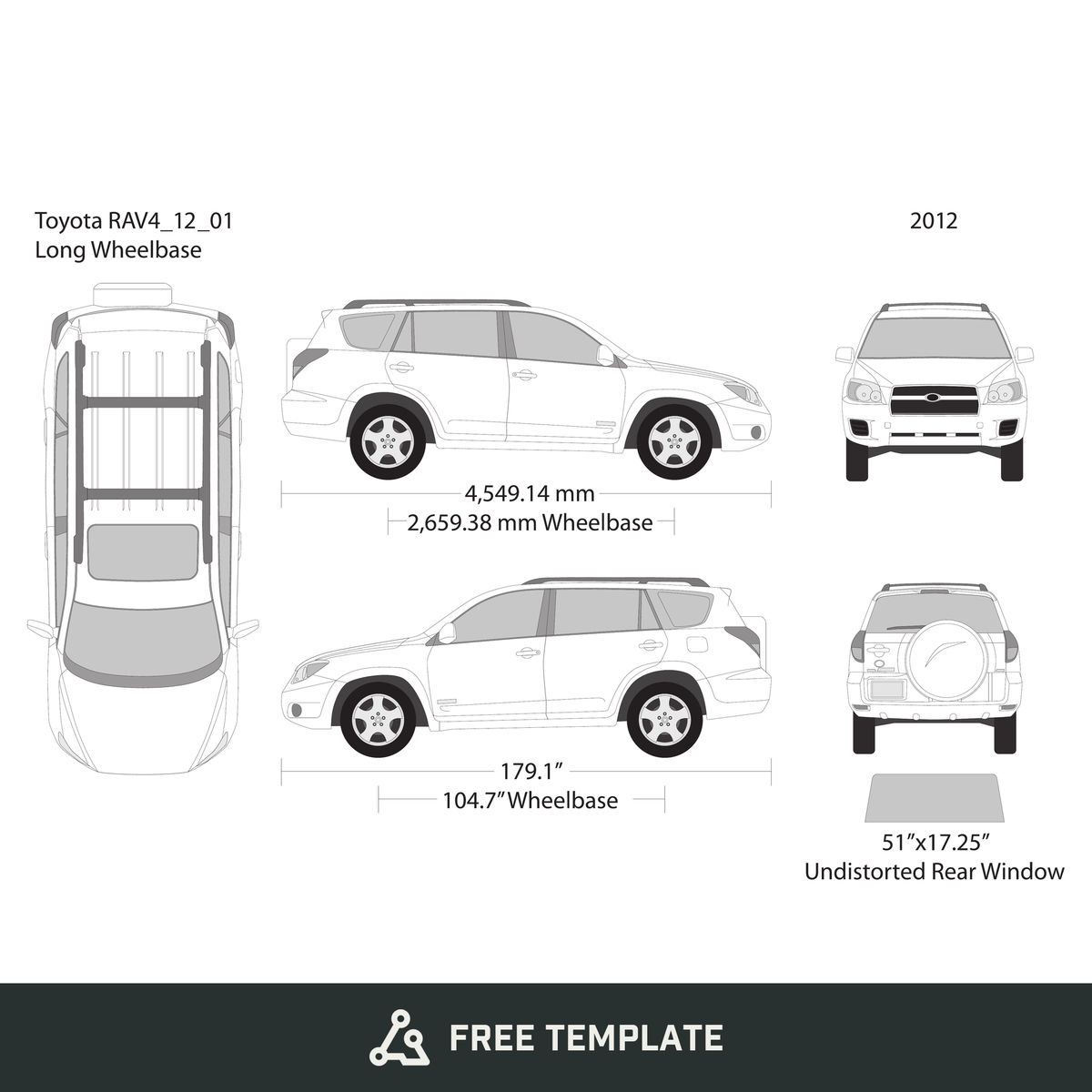 2012 Toyota RAV4 free vector vehicle wrap template - GravBase