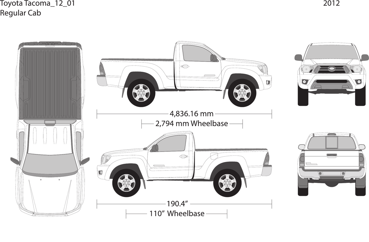 2012 Toyota Tacoma vector wrap template V01, Design-Ready PDF - GravBase