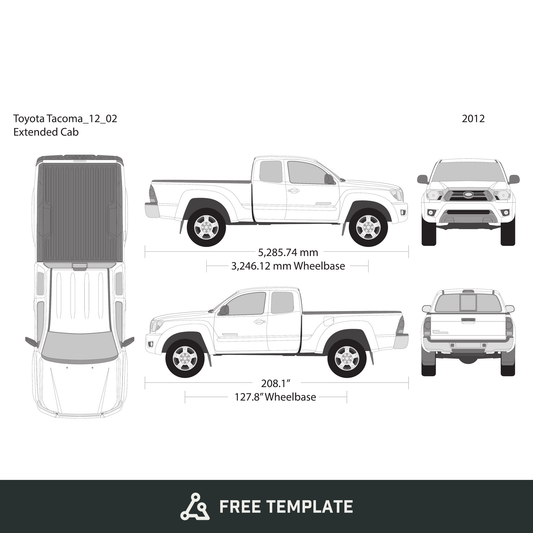 2012 Toyota Tacoma free vector vehicle wrap template - GravBase