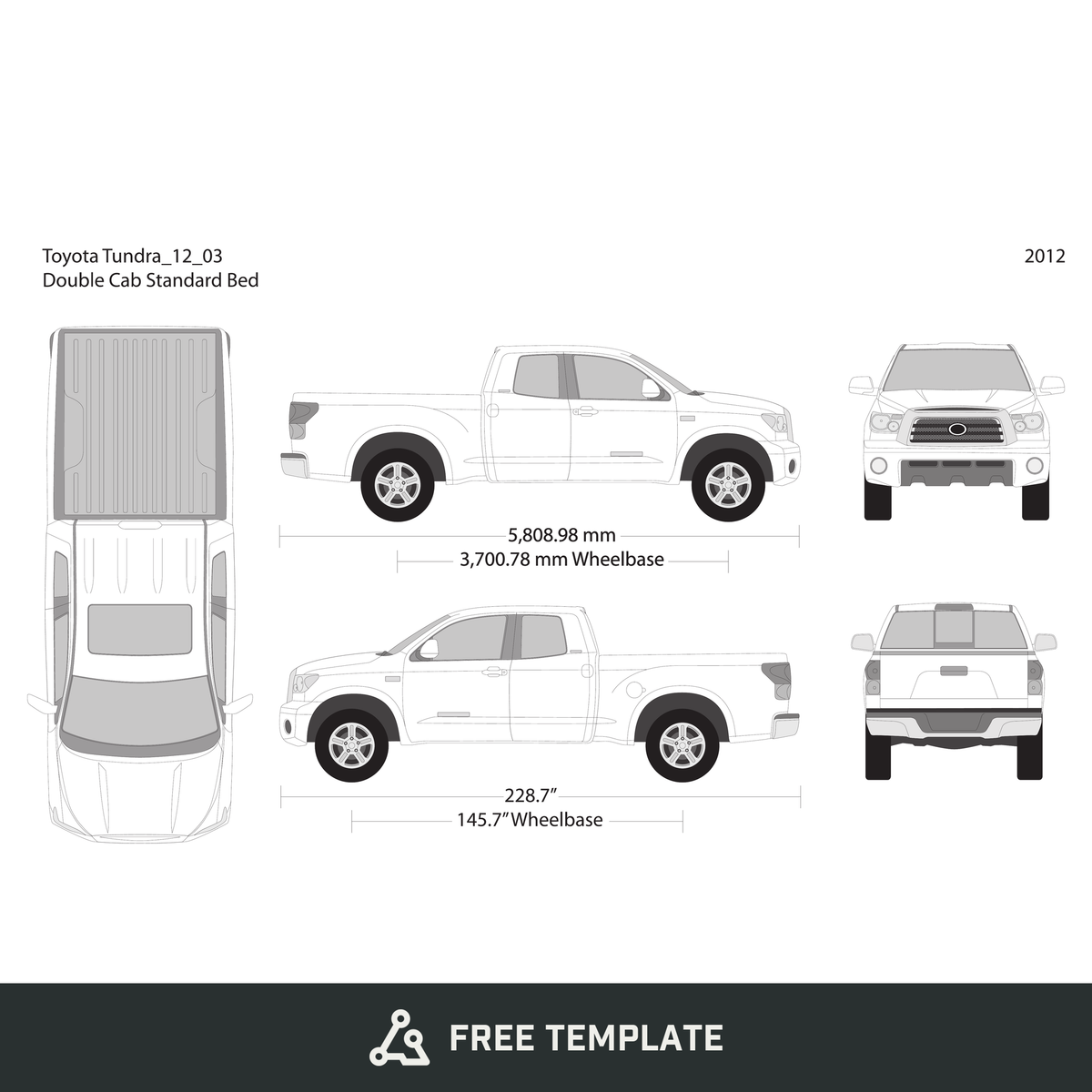 2012 Toyota Tundra free vector vehicle wrap template - GravBase