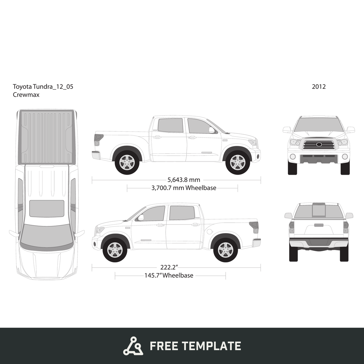 2012 Toyota Tundra free vector vehicle wrap template - GravBase