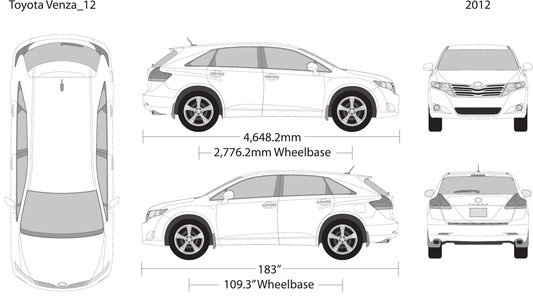 2012 Toyota Venza Vector Wrap Template - GravBase