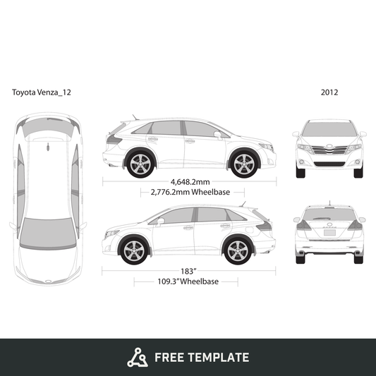 2012 Toyota Venza free vector vehicle wrap template - GravBase