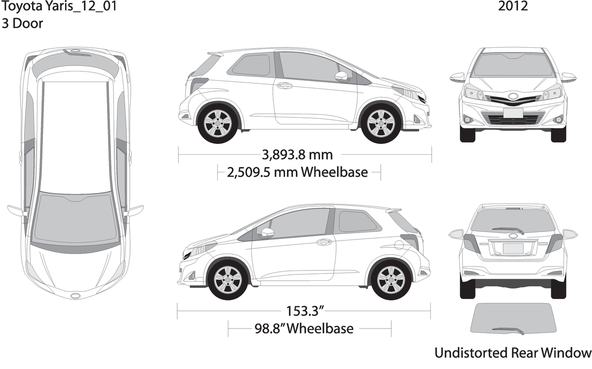 2012 Toyota Yaris V01 Vehicle Wrap Template