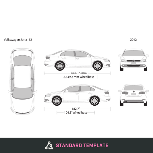2012 Volkswagen Jetta vector wrap template V01, Design-Ready PDF - GravBase