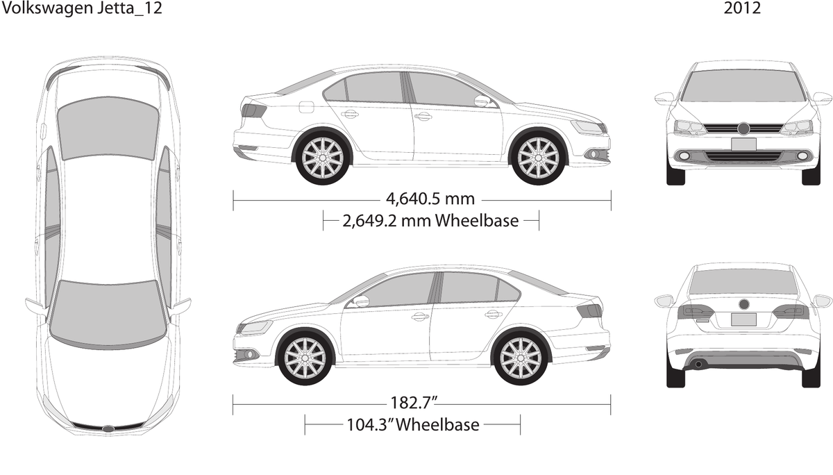 2012 Volkswagen Jetta vector wrap template V01, Design-Ready PDF - GravBase