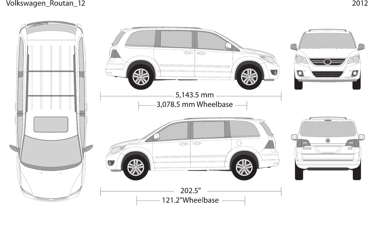 2012 Volkswagen Routan vector wrap template, Design-Ready PDF - GravBase