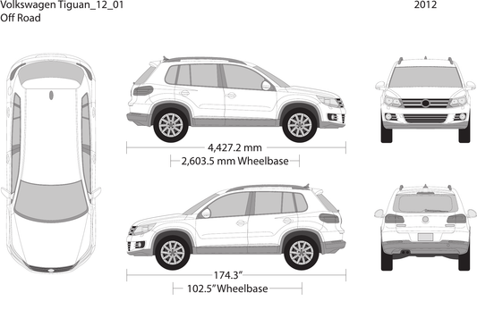 2012 Volkswagen Tiguan Vector Wrap Template - GravBase