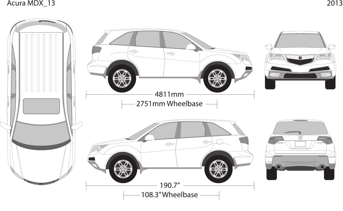 2013 Acura MDX vector wrap template, Design-Ready PDF - GravBase