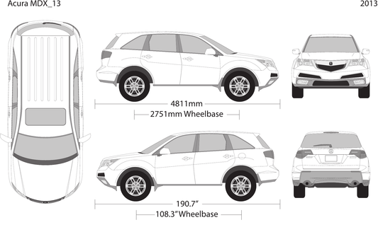 2013 Acura MDX vector wrap template, Design-Ready PDF - GravBase