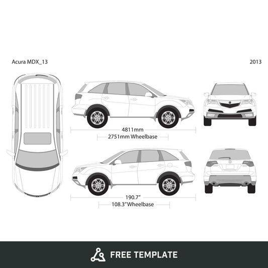 2013 Acura MDX free vector vehicle wrap template - GravBase