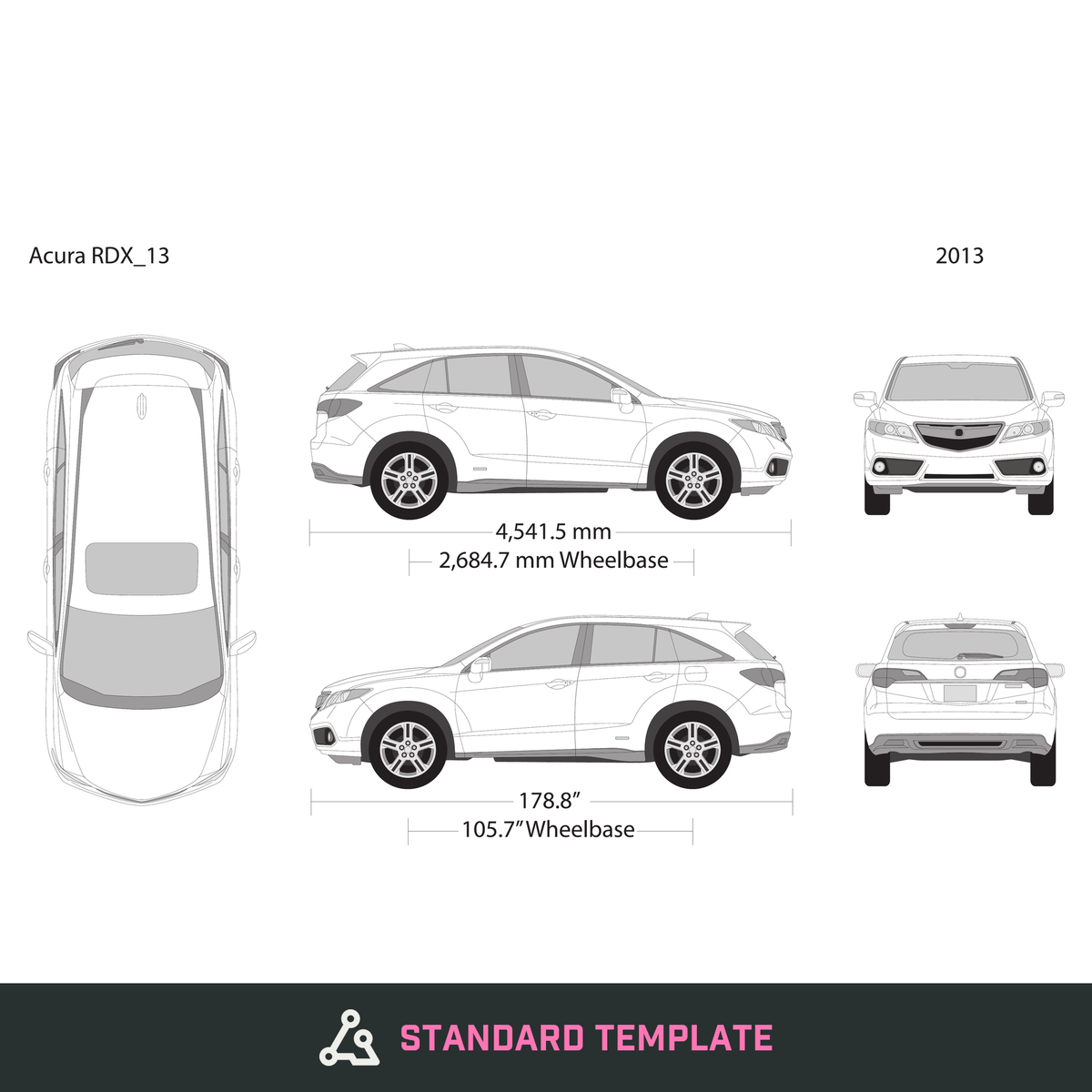 2013 Acura RDX vector wrap template, Design-Ready PDF - GravBase