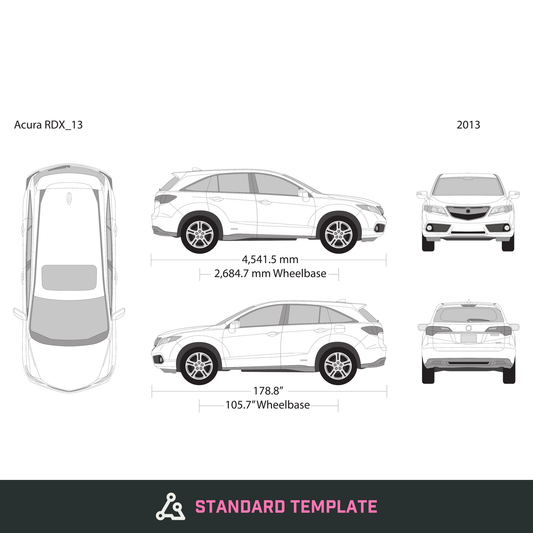 2013 Acura RDX vector wrap template, Design-Ready PDF - GravBase