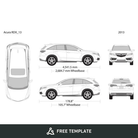2013 Acura RDX free vector vehicle wrap template - GravBase