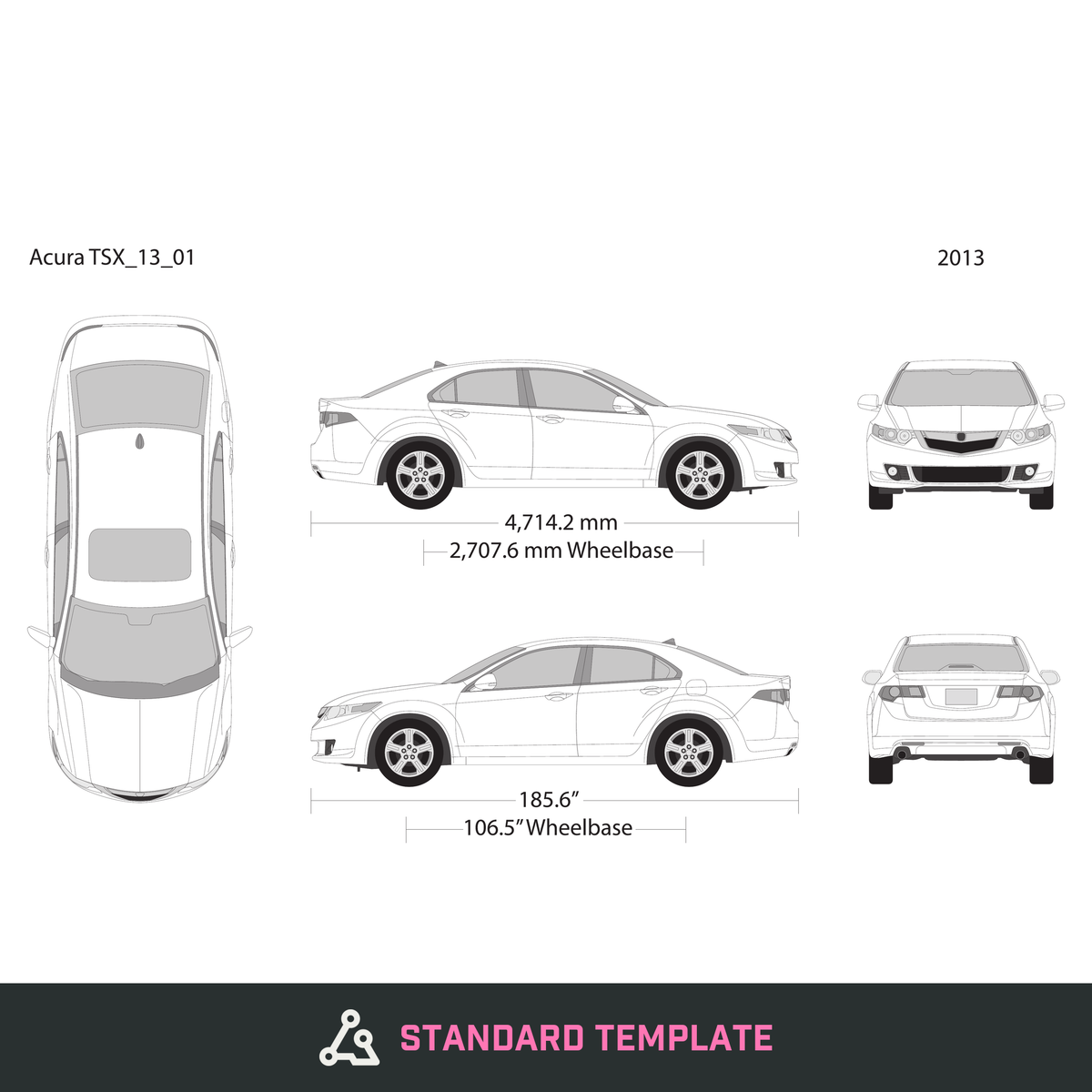 2013 Acura TSX vector wrap template V01, Design-Ready PDF - GravBase