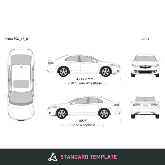 2013 Acura TSX vector wrap template V01, Design-Ready PDF - GravBase