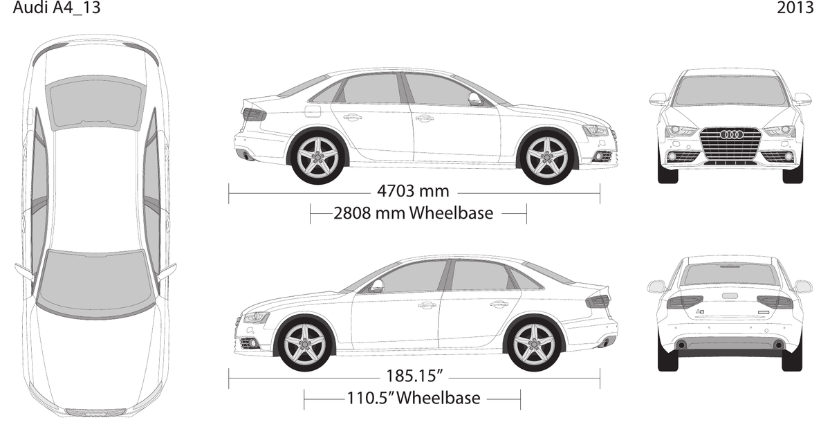 2013 Audi A4 vector wrap template, Design-Ready PDF - GravBase