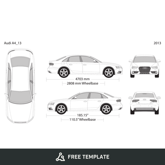 2013 Audi A4 free vector vehicle wrap template - GravBase