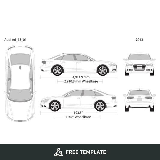 2013 Audi A6 free vector vehicle wrap template - GravBase