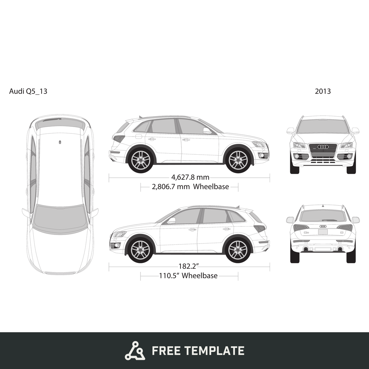 2013 Audi Q5 free vector vehicle wrap template - GravBase