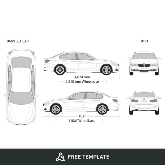 2013 BMW 3 free vector vehicle wrap template - GravBase