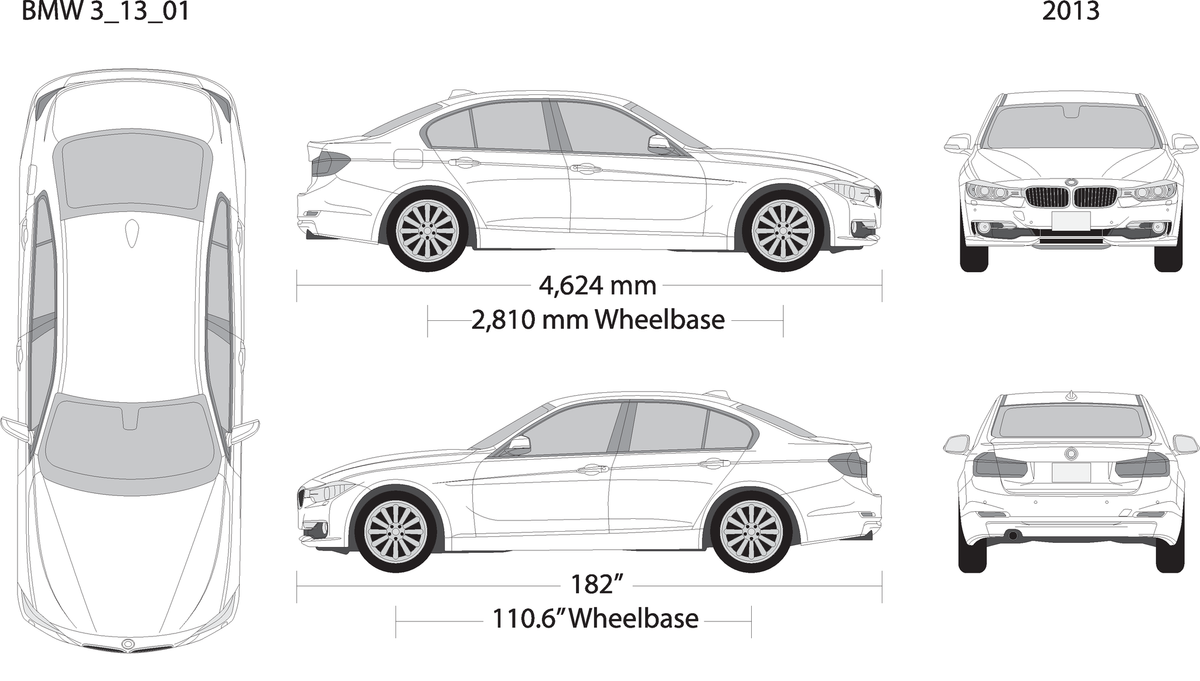 2013 Bmw 3 V01 Vehicle Wrap Template