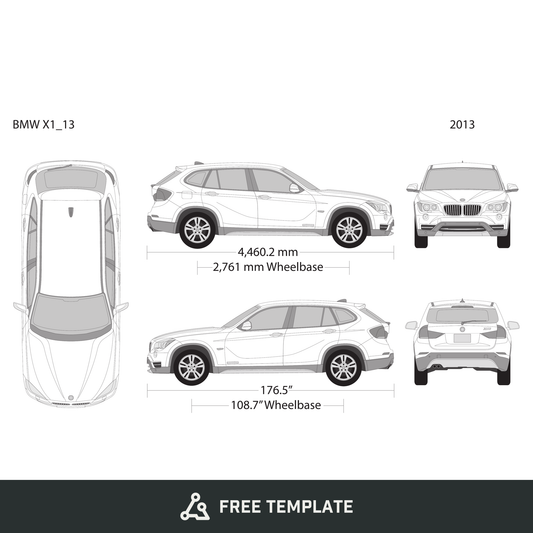 2013 BMW X1 free vector vehicle wrap template - GravBase