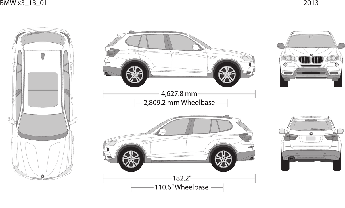 2013 BMW X3 vector wrap template, Design-Ready PDF - GravBase