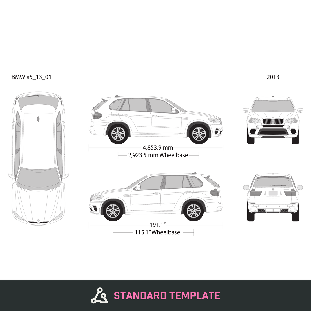 2013 BMW X5 vector wrap template, Design-Ready PDF - GravBase