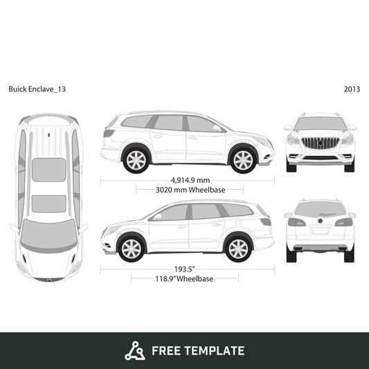 2013 Buick Enclave free vector vehicle wrap template - GravBase