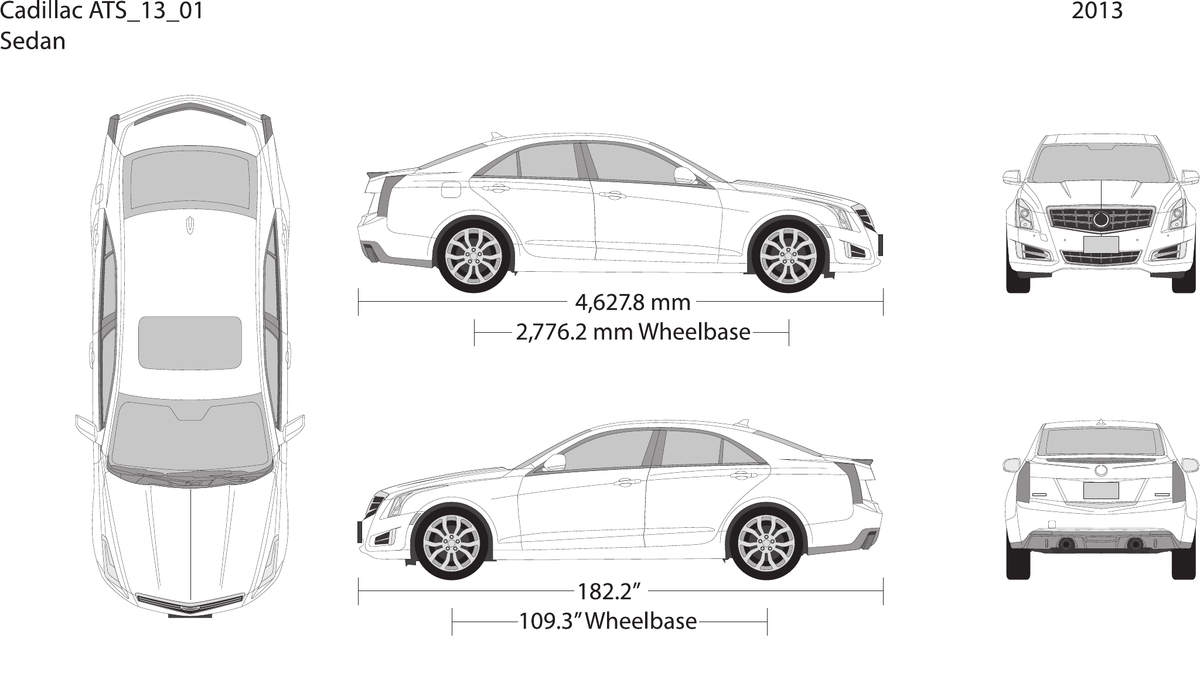 2013 Cadillac ATS vector wrap template, Design-Ready PDF - GravBase