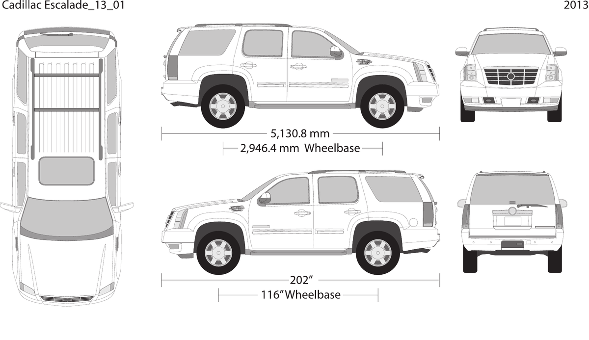 2013 Cadillac Escalade vector wrap template V01, Design-Ready PDF - GravBase