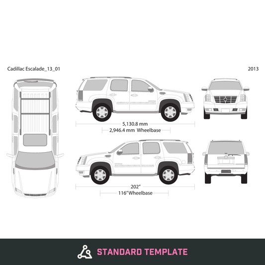 2013 Cadillac Escalade vector wrap template V01, Design-Ready PDF - GravBase