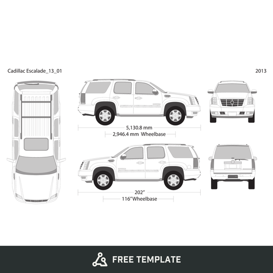 2013 Cadillac Escalade free vector vehicle wrap template - GravBase