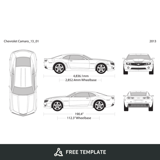 2013 Chevy Camaro free vector vehicle wrap template - GravBase