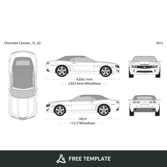 2013 Chevy Camaro free vector vehicle wrap template - GravBase