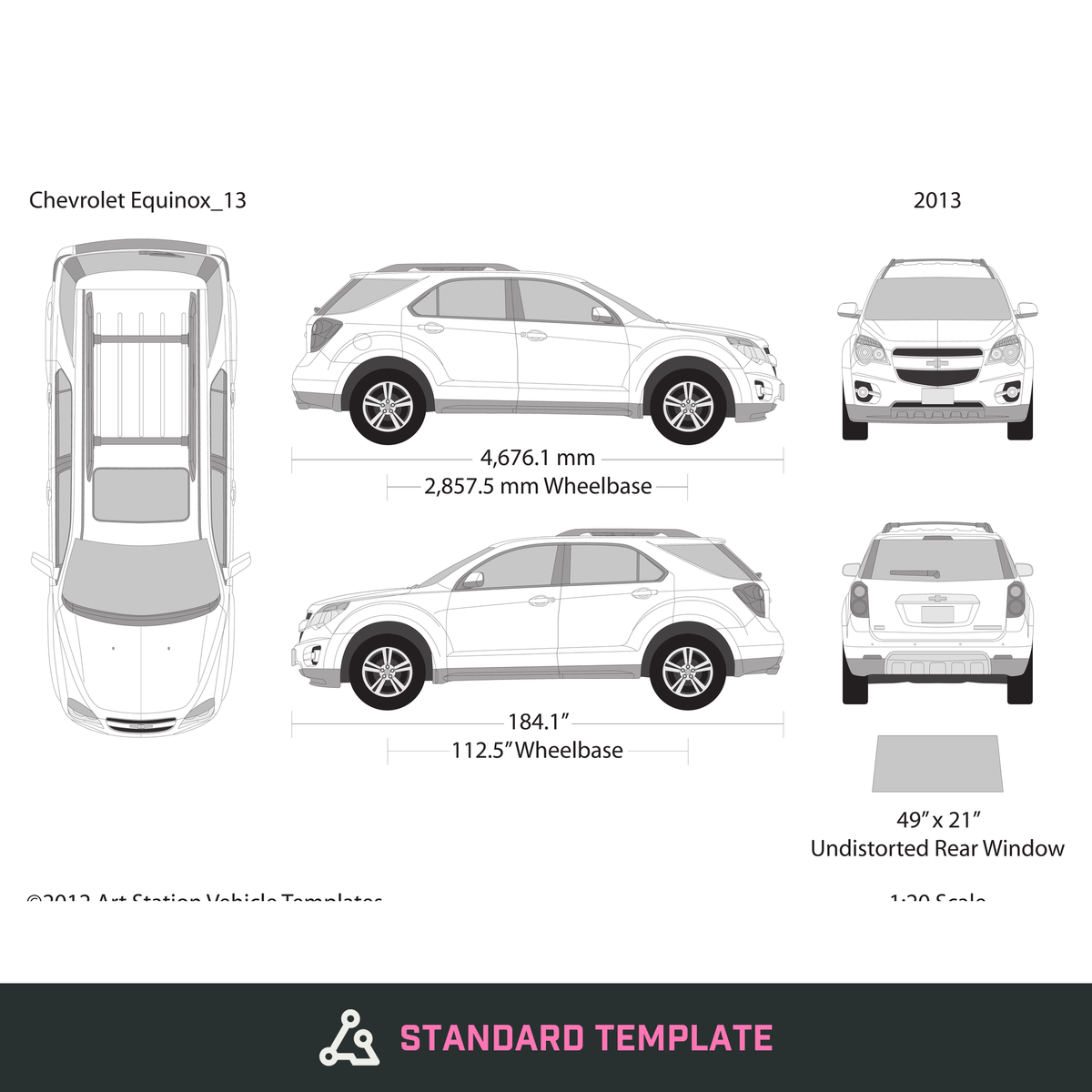 2013 Chevy Equinox vector wrap template, Design-Ready PDF - GravBase