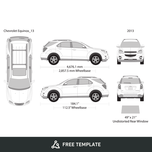 2013 Chevy Equinox free vector vehicle wrap template - GravBase