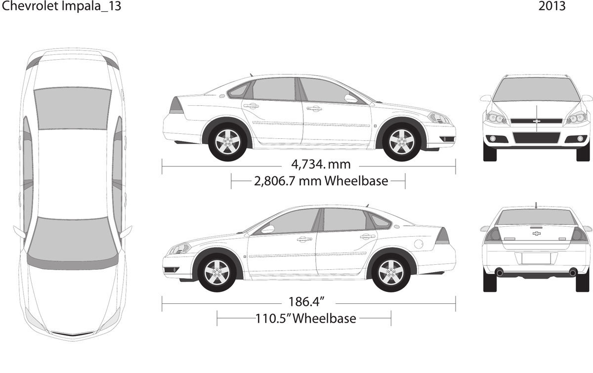2013 Chevy Impala vector wrap template, Design-Ready PDF - GravBase